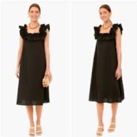 Tuckernuck Dresses & Skirts - Hyacinth House Tuckernuck Dress Black Maria Midi Sz Small Ruffle Boho Flowy